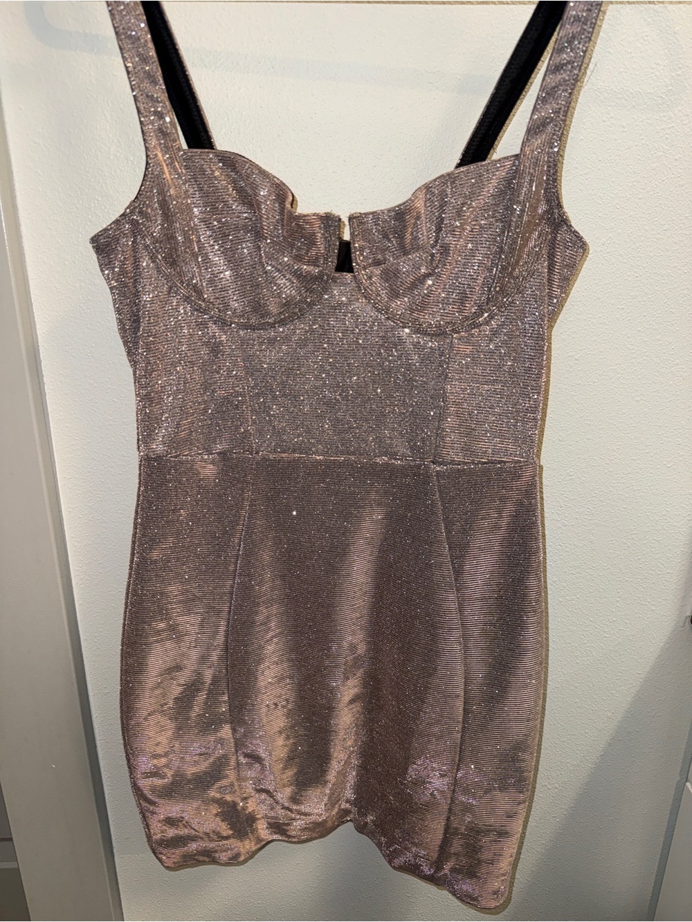 House of CB Dark Silver Sequin Strapless Bustier Top - S